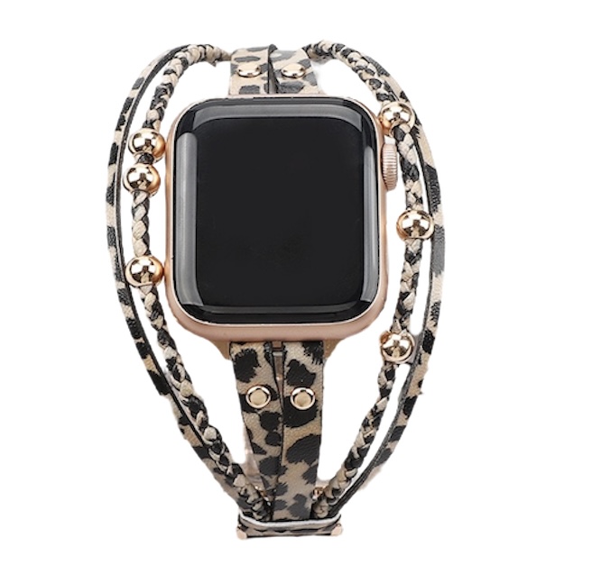 Apple Watch Leather Jewellery Strap - Leopard