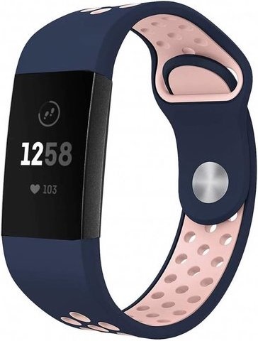 Fitbit Charge 3 &Amp; 4 Double Sport Strap - Dark Blue Pink