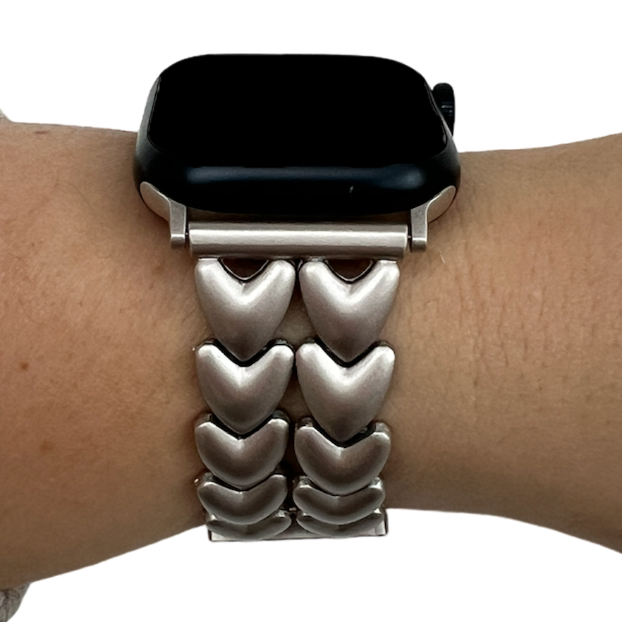 Apple Watch Heart Steel Link Strap - Starlight