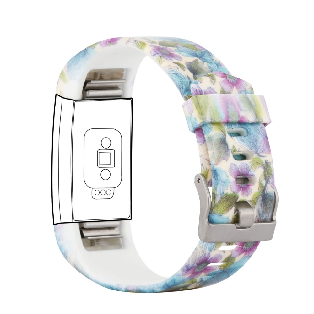 Fitbit Charge 2 Print Sport Strap - Blue Flower