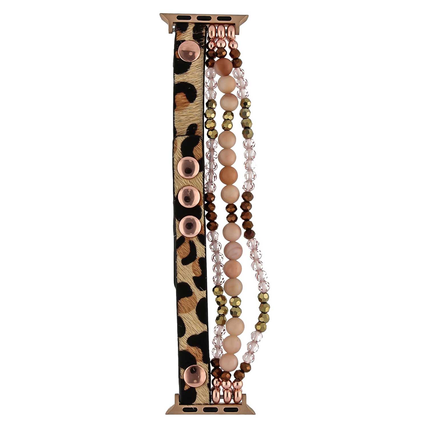 Apple Watch Leather Jewellery Strap - Leopard Pink Gold