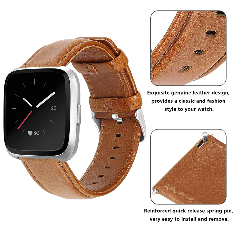 Fitbit Versa Genuine Leather Strap - Light Brown