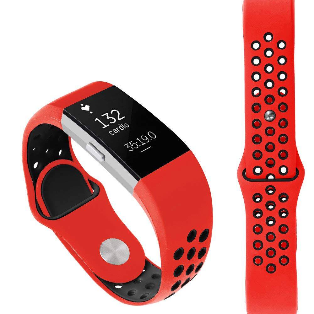 Fitbit Charge 2 Double Sport Strap - Red Black