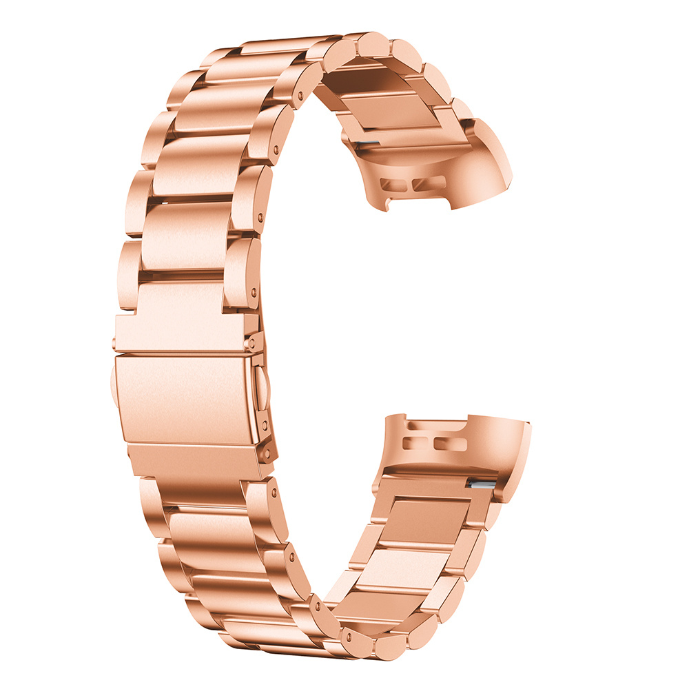 Fitbit Charge 3 &Amp; 4 Beads Steel Link Strap - Rose Gold