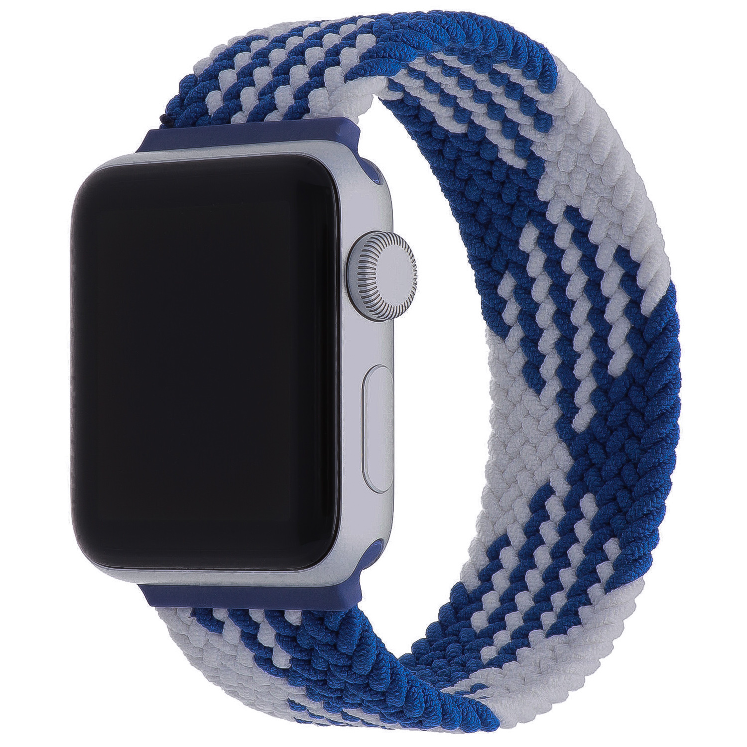 Apple Watch Nylon Braided Solo Loop Strap - Blue And White