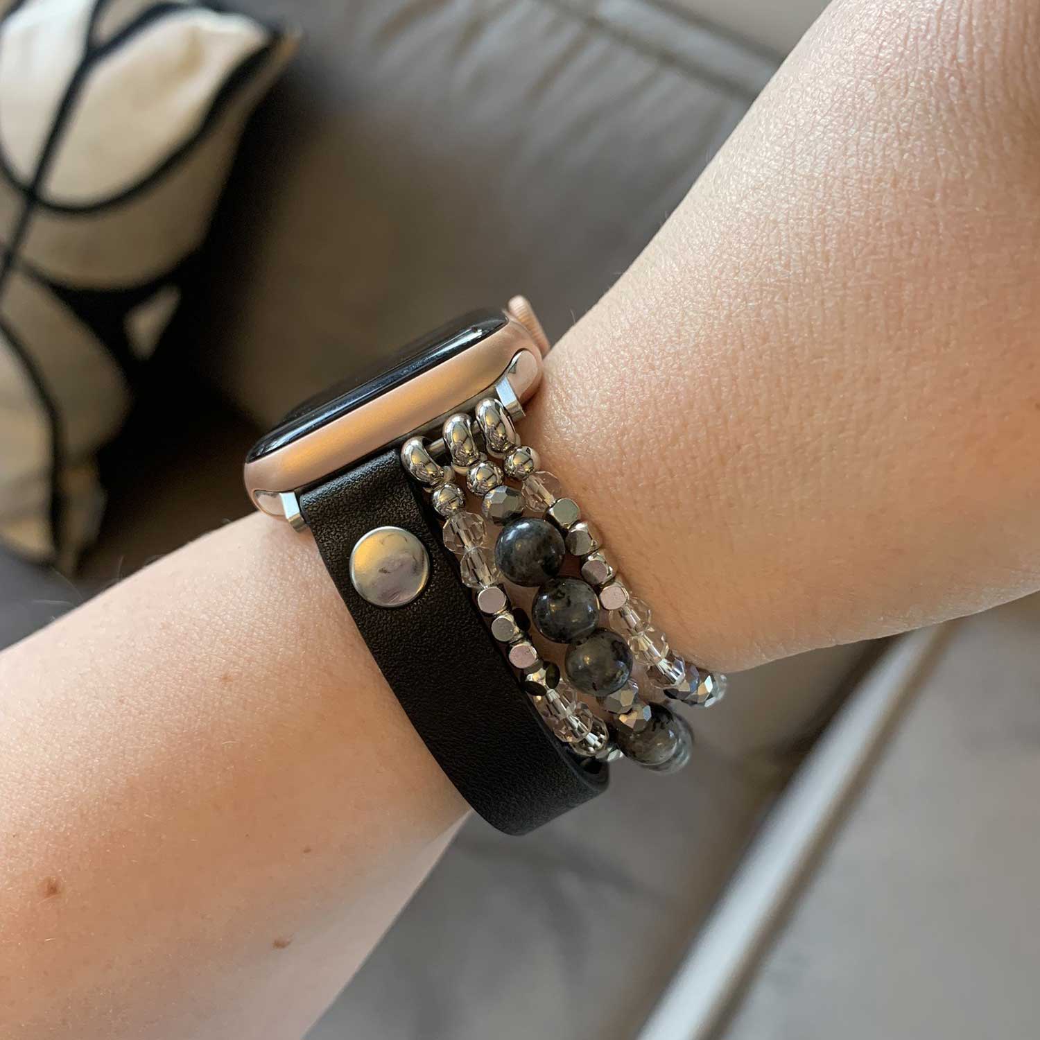 Apple Watch Leather Jewellery Strap - Black