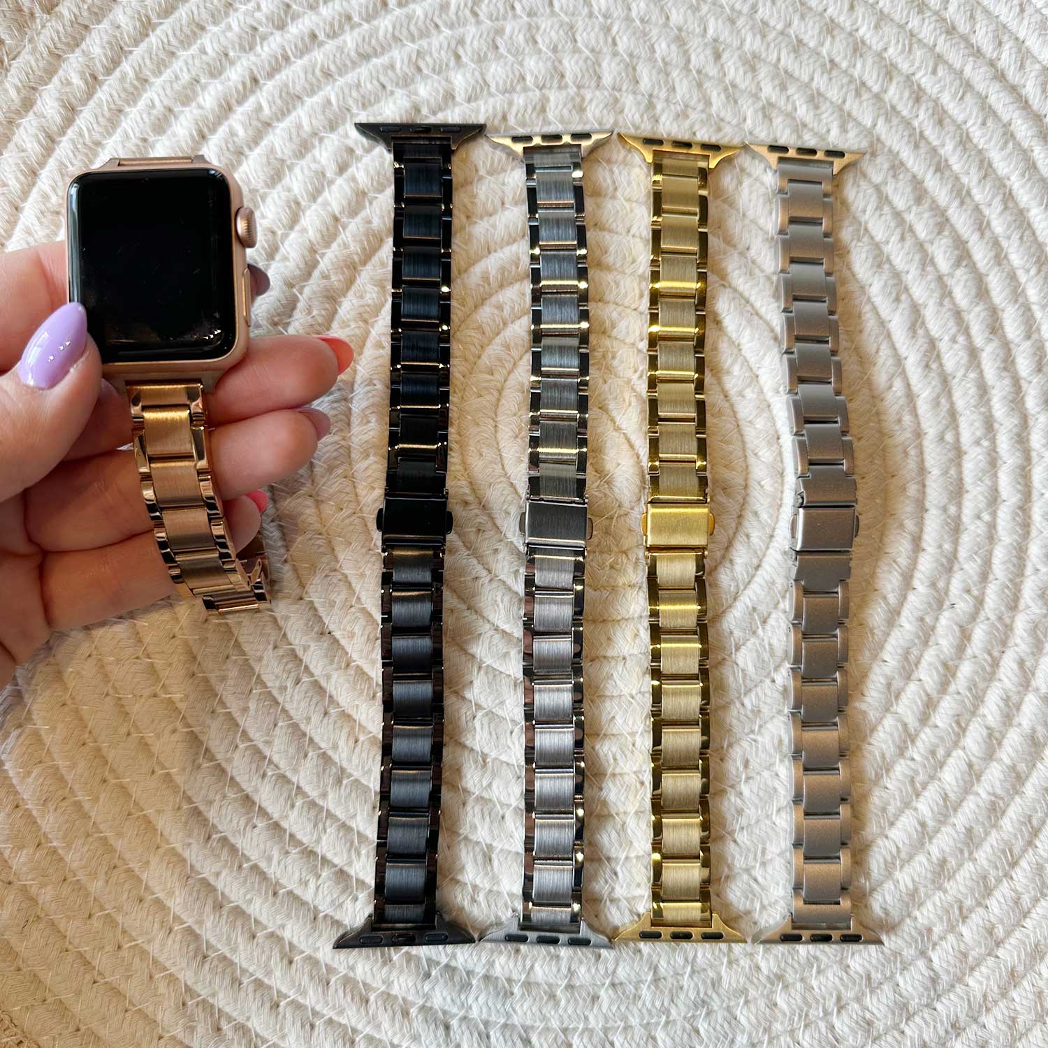 Apple Watch Thin Link Strap Noor - Black
