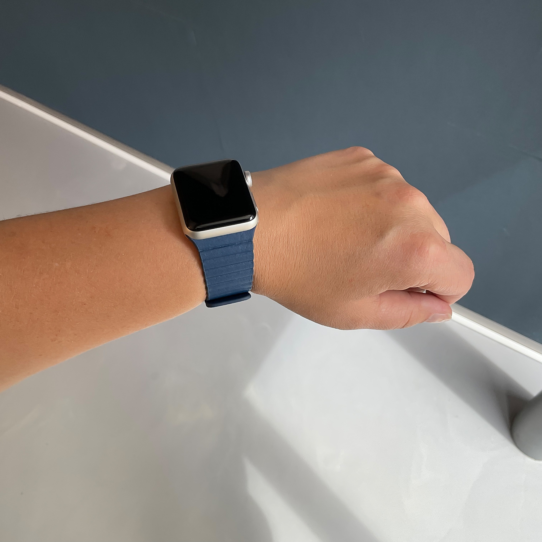 Apple Watch Leather Rib Strap - Blue