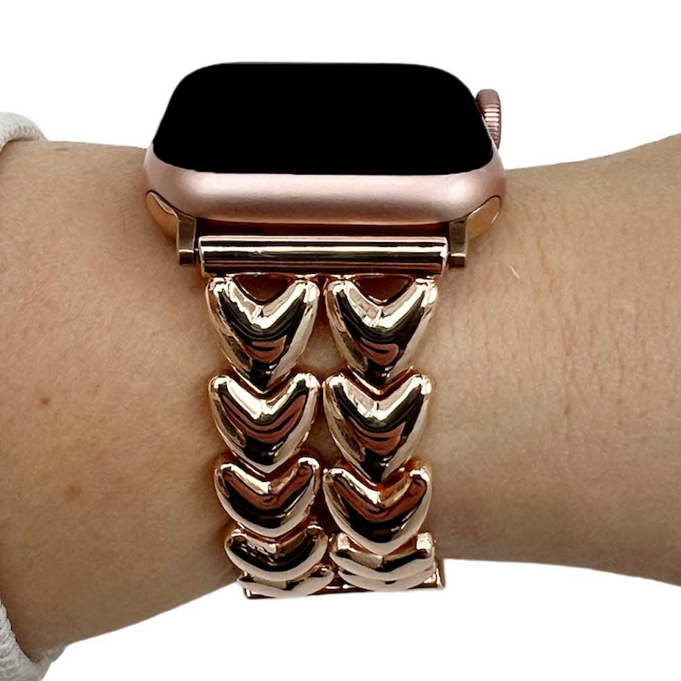 Apple Watch Heart Steel Link Strap - Rose Gold
