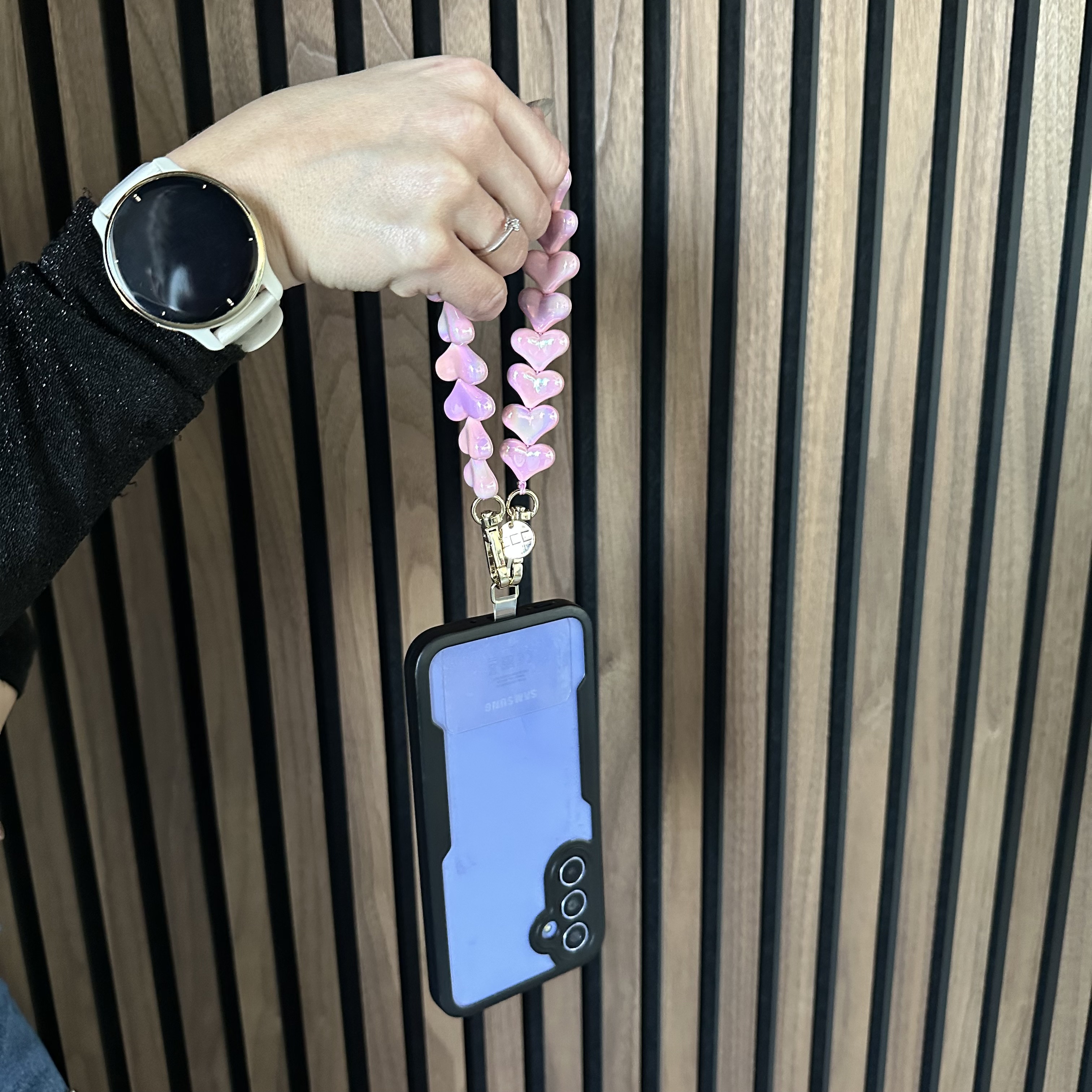 Cell phone chains Heart - shiny pink - gold