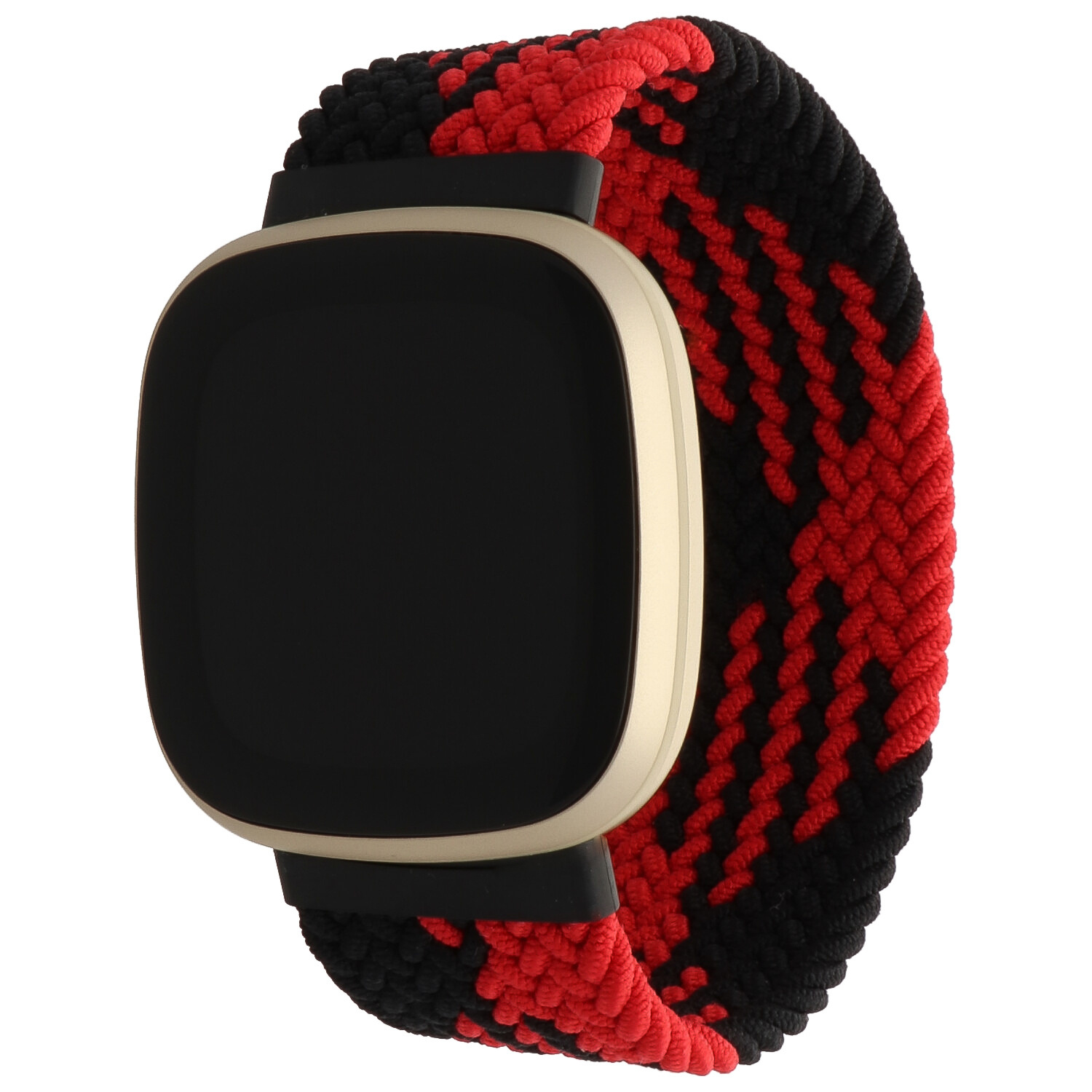 Fitbit Versa 3 / Sense Nylon Braided Solo Strap - Red Black