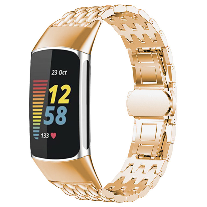 Fitbit Charge 5 Dragon Steel Link Strap - Rose Gold