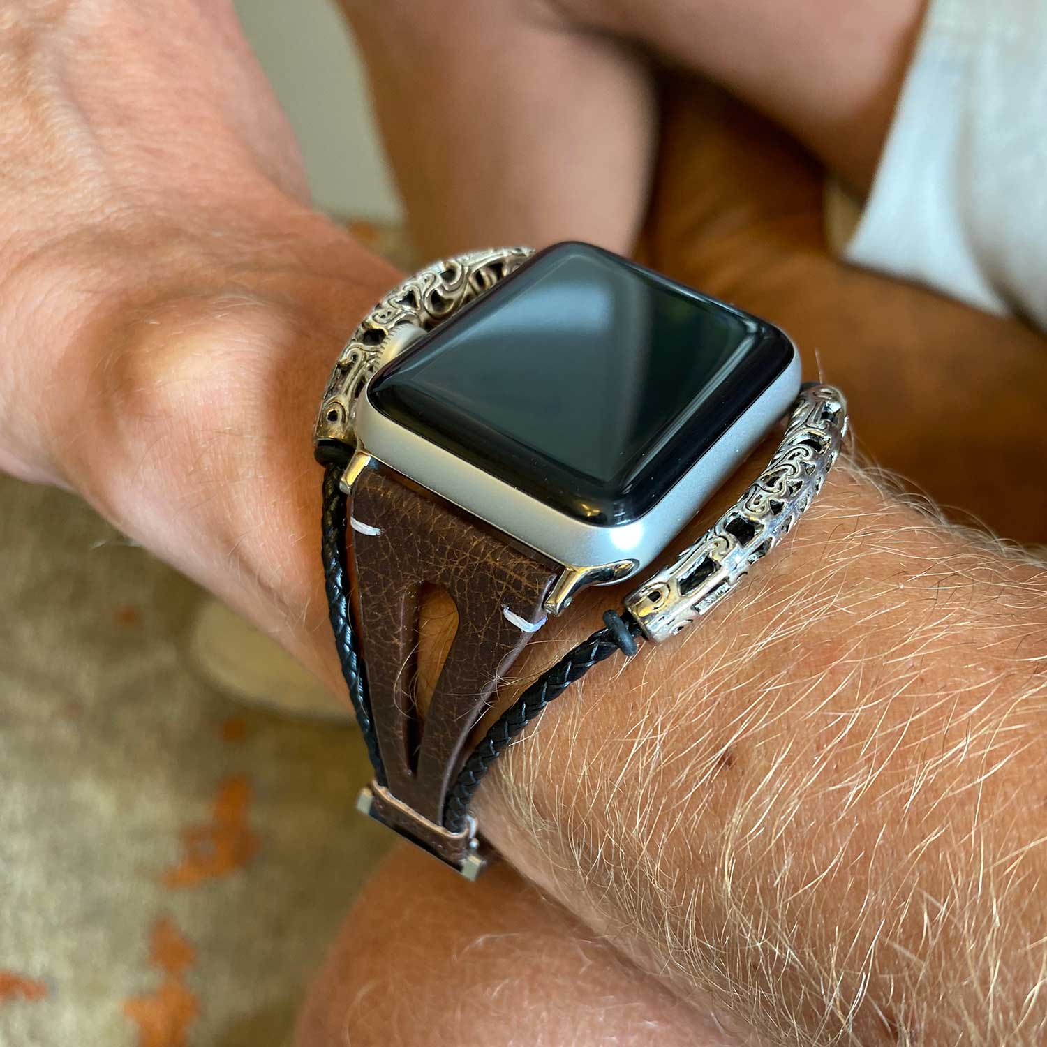 Apple Watch Leather Jewellery Robust Strap - Dark Brown