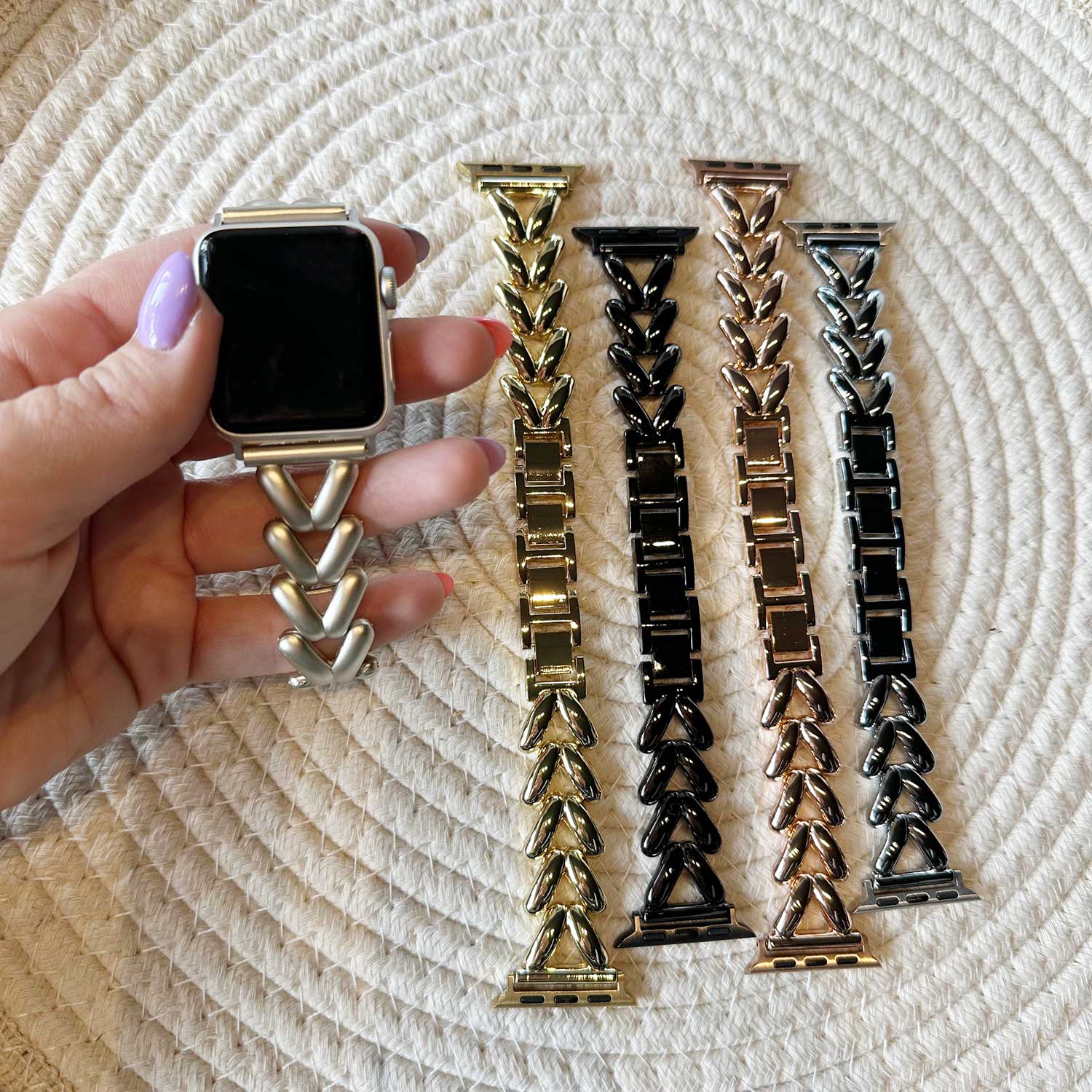 Apple Watch Heart Steel Link Strap - Lisa Black