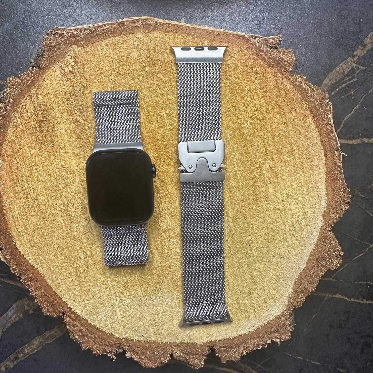 Apple Watch Milanese Buckle Loop Strap - Silver Titanium