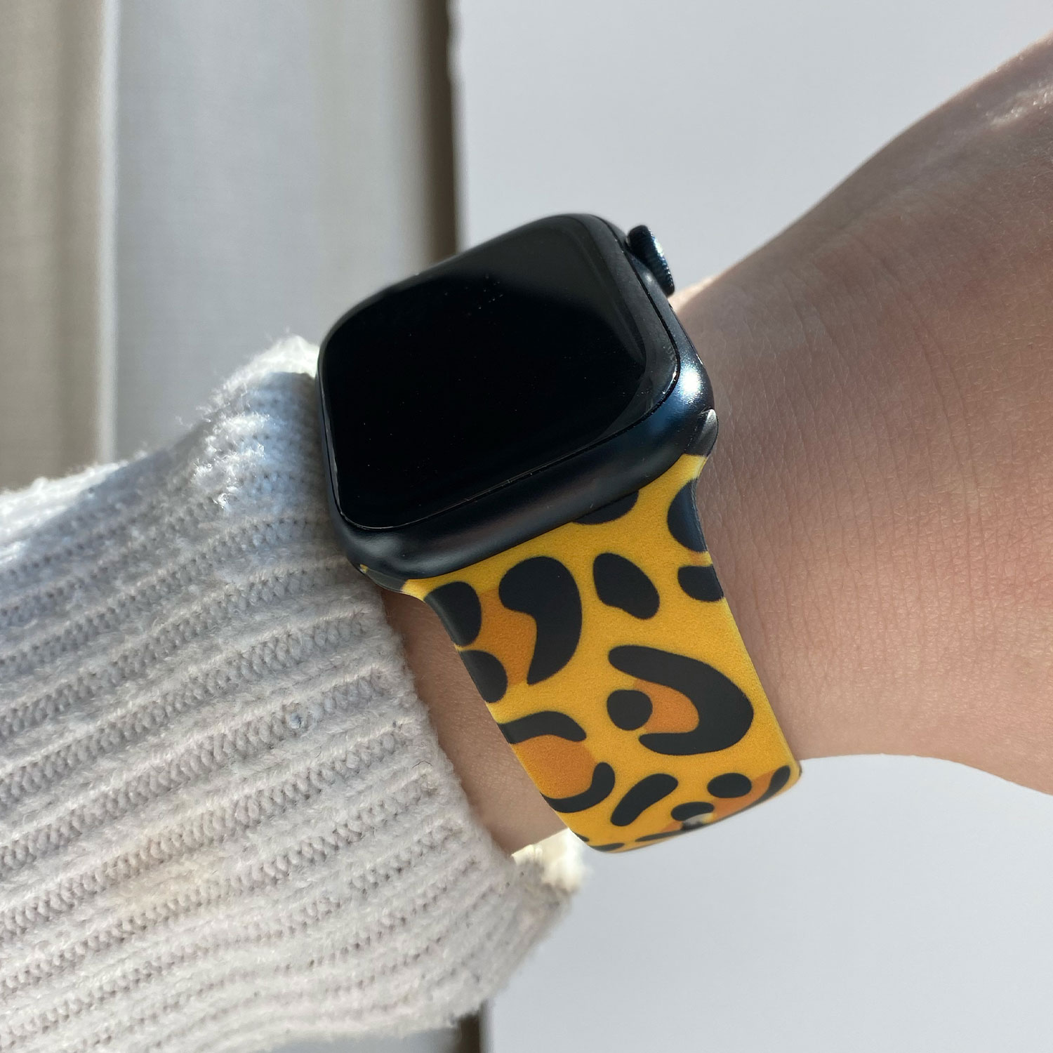 Apple Watch Print Sport Strap - Leopard Print Yellow