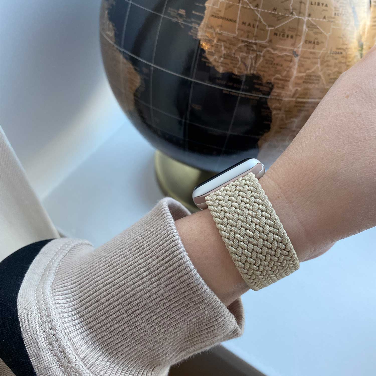 Apple Watch Nylon Braided Solo Loop Strap - Beige