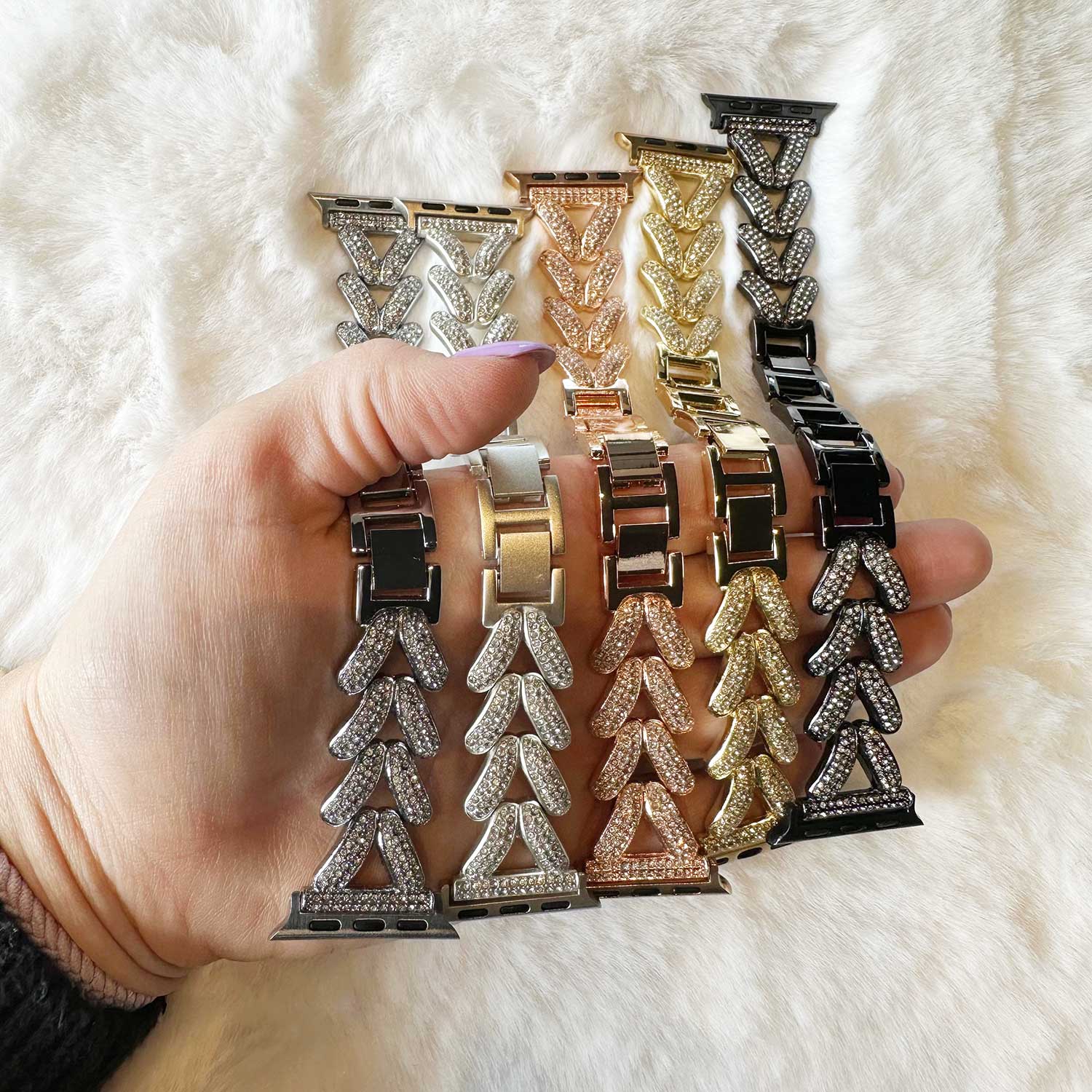 Apple Watch Heart Steel Link Strap - Faye Rose Gold