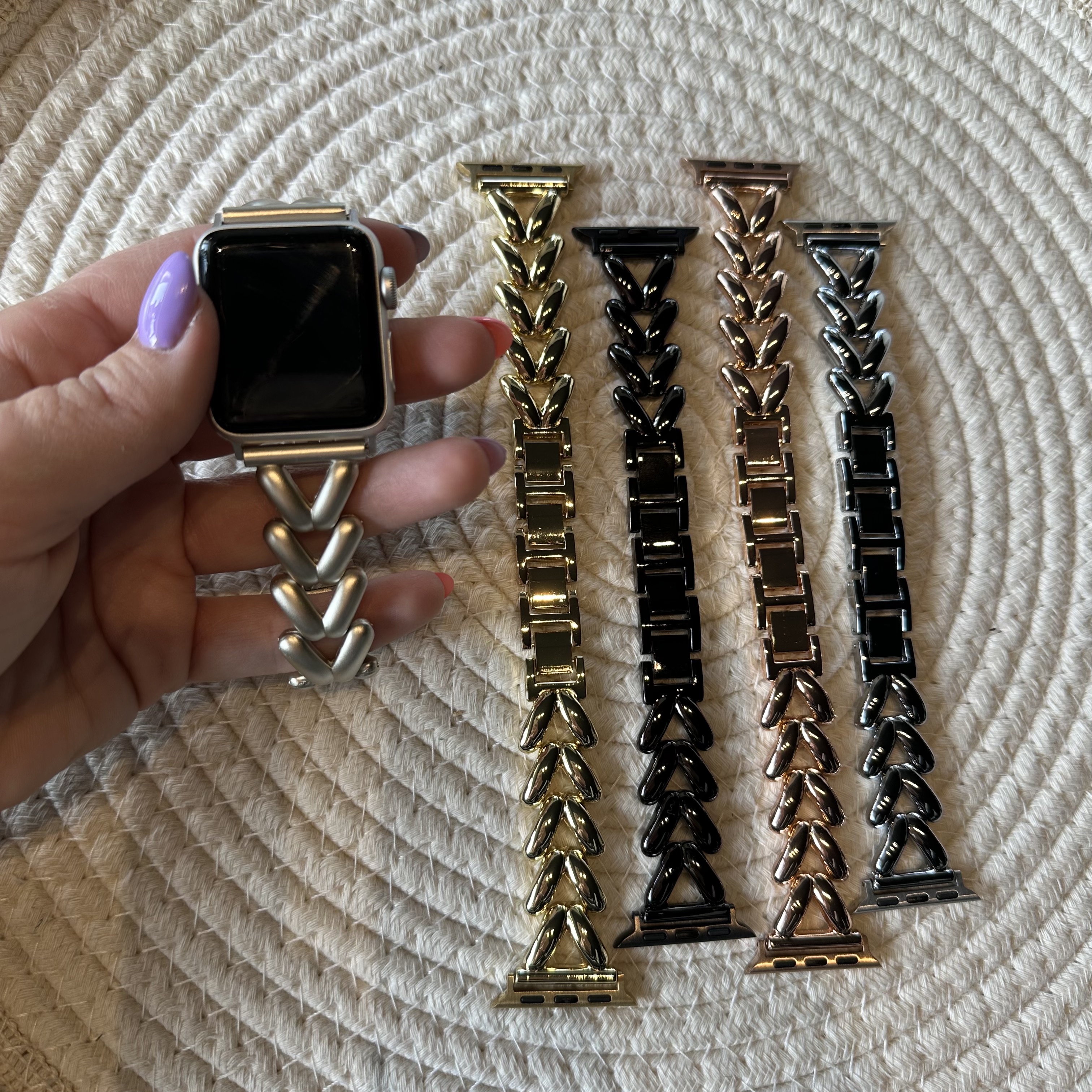 Apple Watch Heart Steel Link Strap - Lisa Black