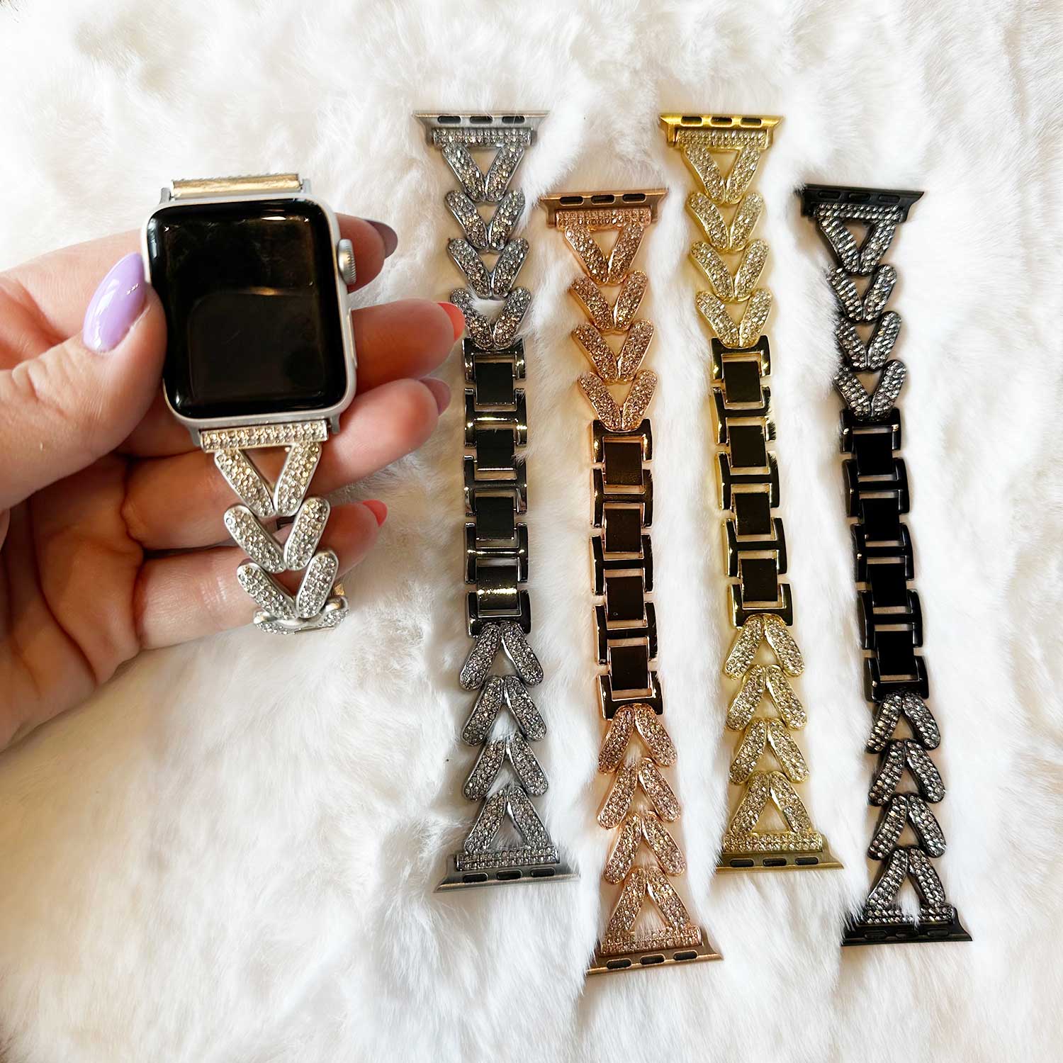 Apple Watch Heart Steel Link Strap - Faye Rose Gold