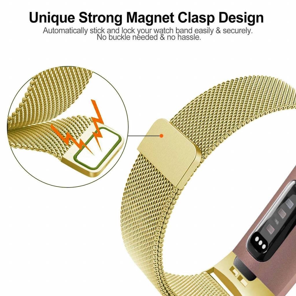 Fitbit Charge 3 &Amp; 4 Milanese Strap - Gold