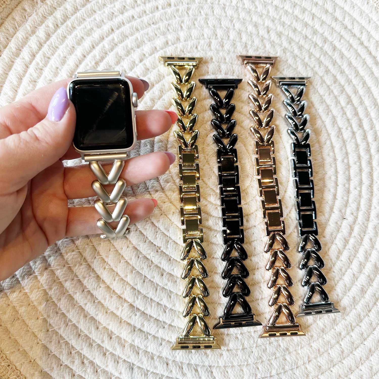 Apple Watch Heart Steel Link Strap - Lisa Gold