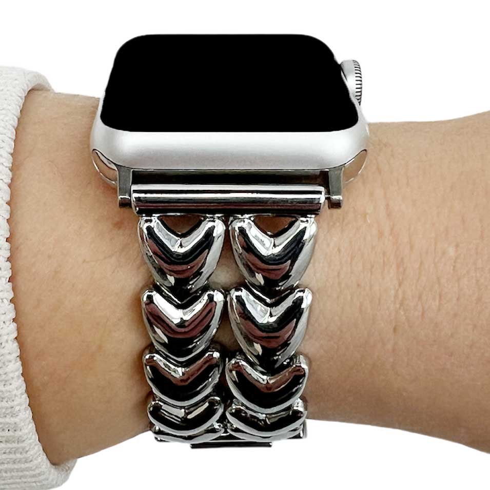 Apple Watch Heart Steel Link Strap - Silver