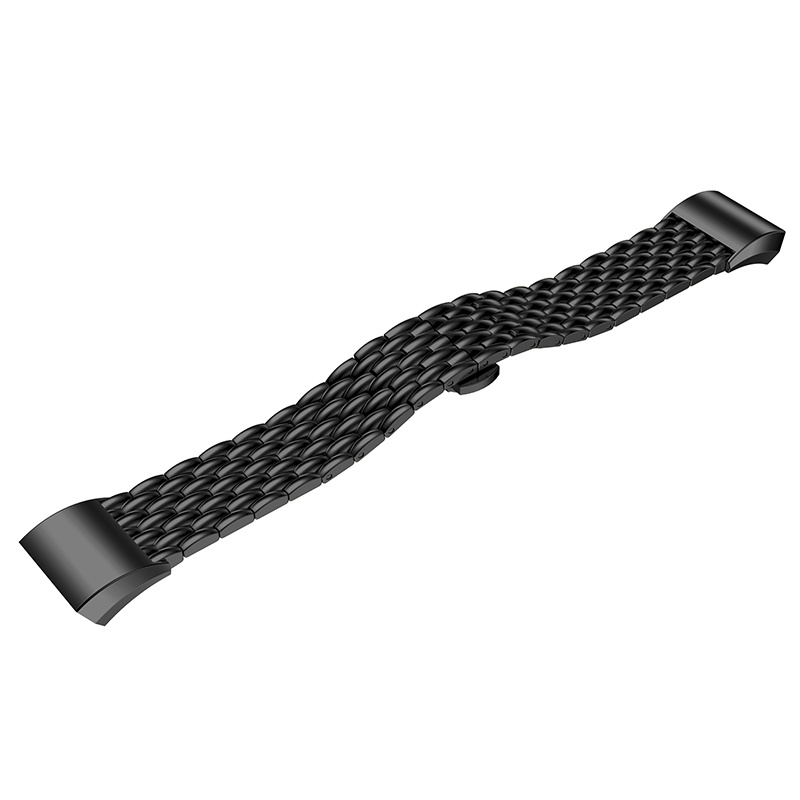 Fitbit Charge 3 &Amp; 4 Dragon Steel Link Strap - Black