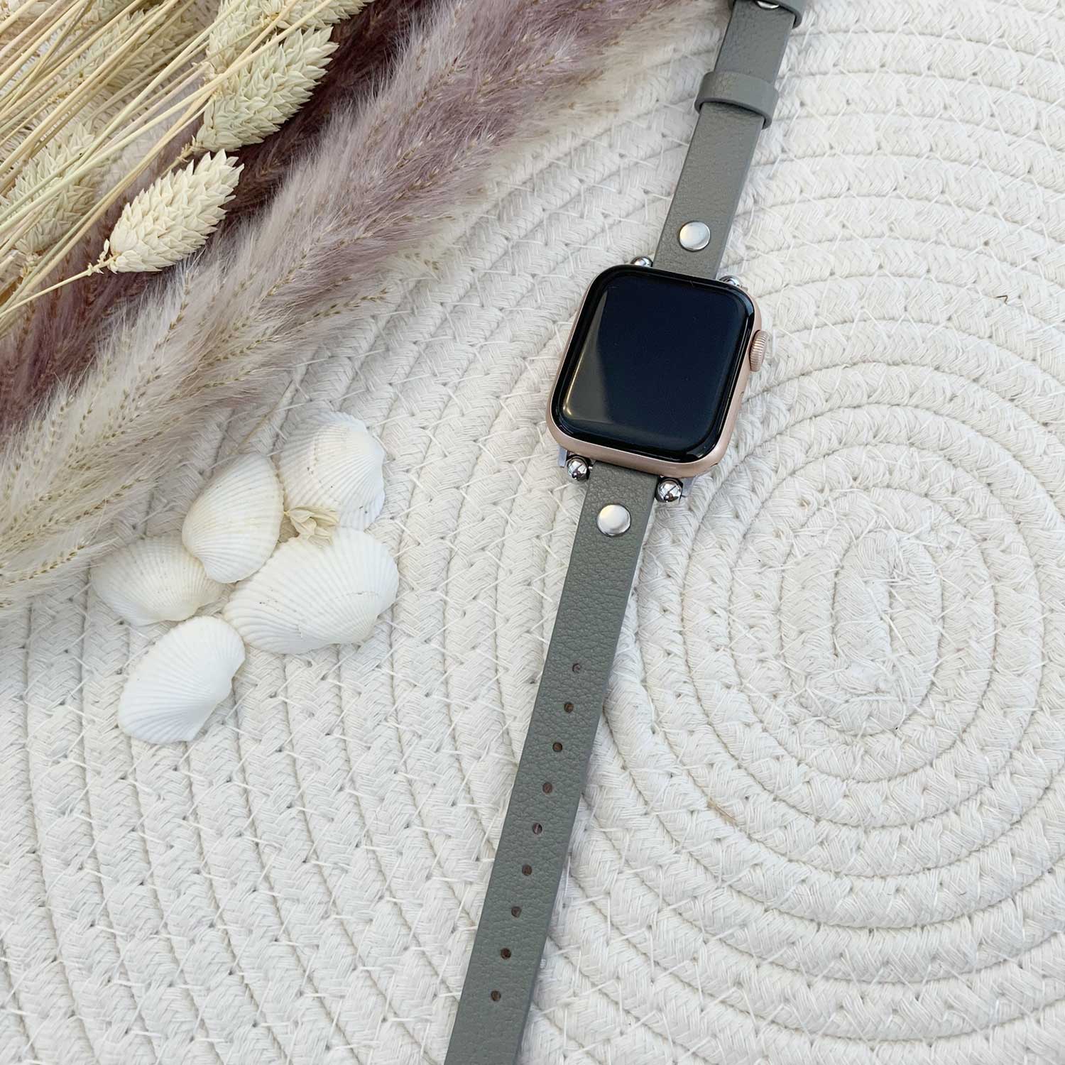 Apple Watch Leather Slim Strap - Grey