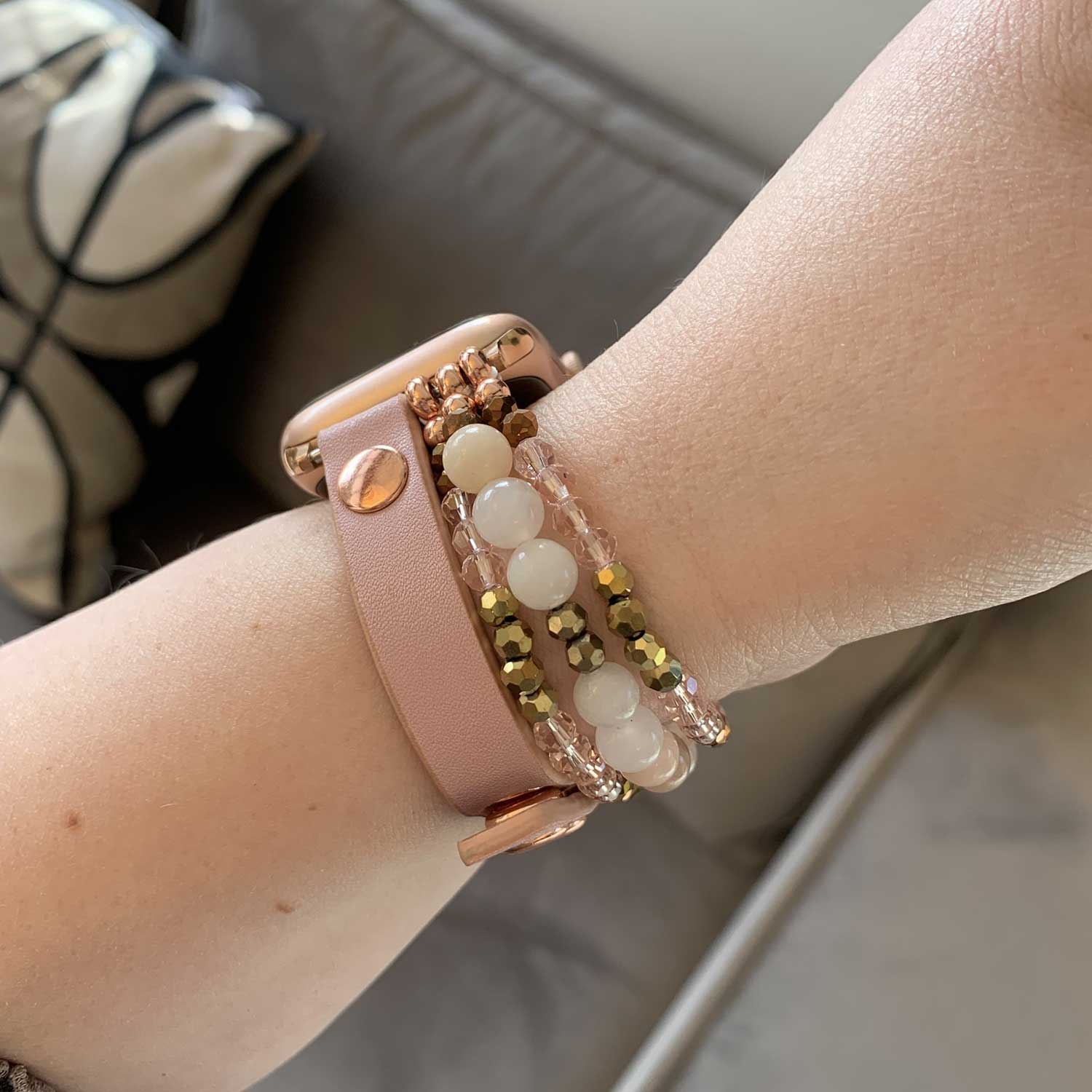 Apple Watch Leather Jewellery Strap - Pink