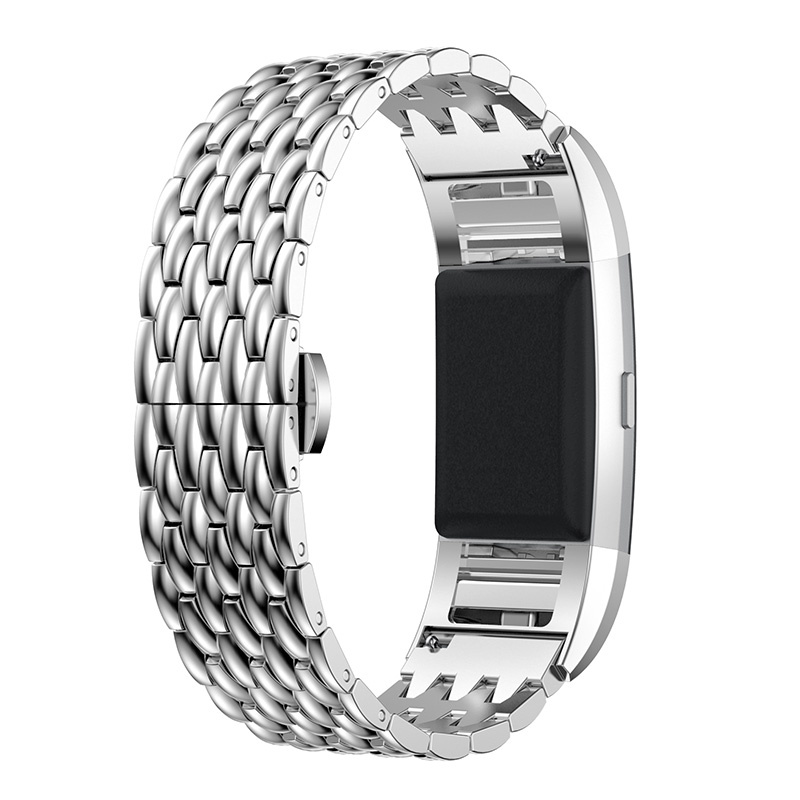 Fitbit Charge 3 &Amp; 4 Dragon Steel Link Strap - Silver