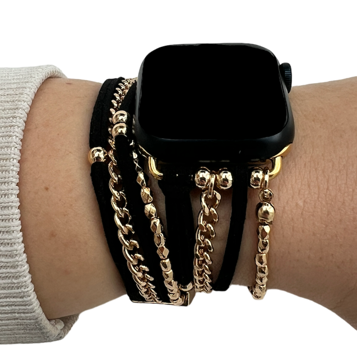 Apple Watch Jewellery Strap – Nancy Black Gold 