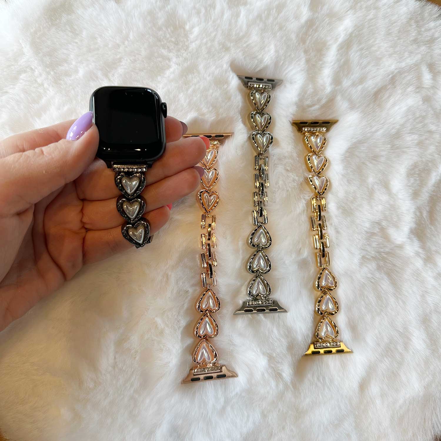 Apple Watch Heart Steel Link Strap - Demi Gold