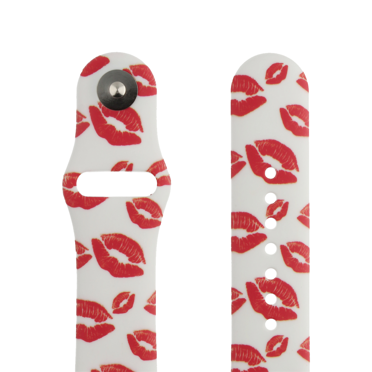 Apple Watch Print Sport Strap - Kisses Print White