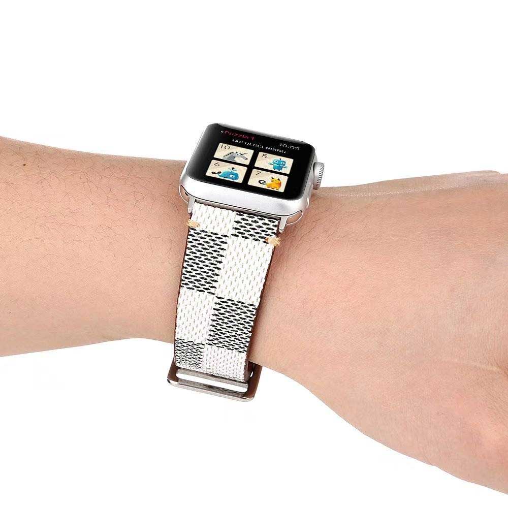 Apple Watch Leather Grid Strap - White