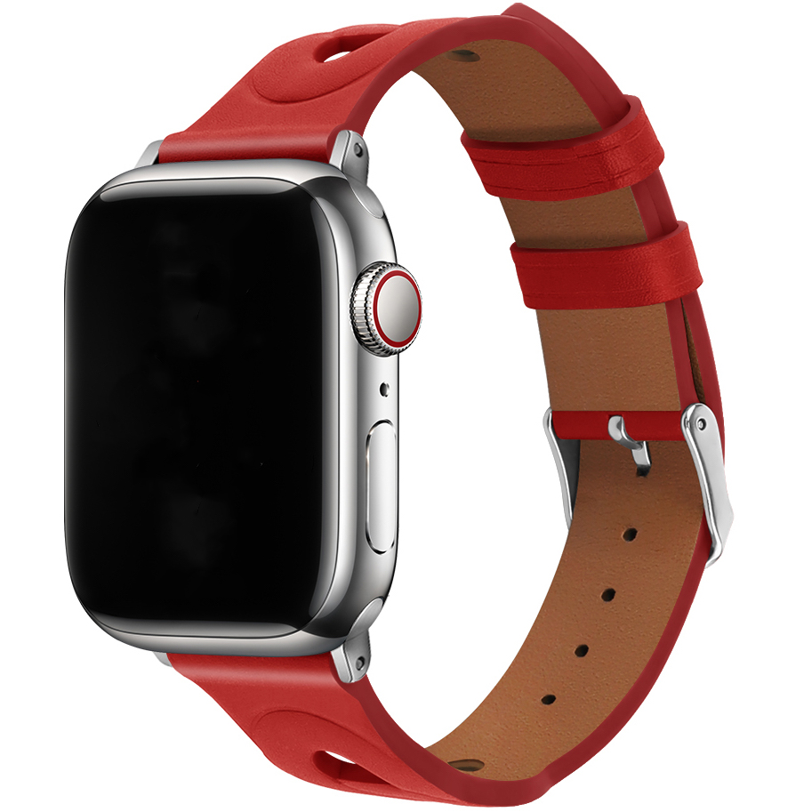 Apple Watch Leather Hermes Ring Strap - Red