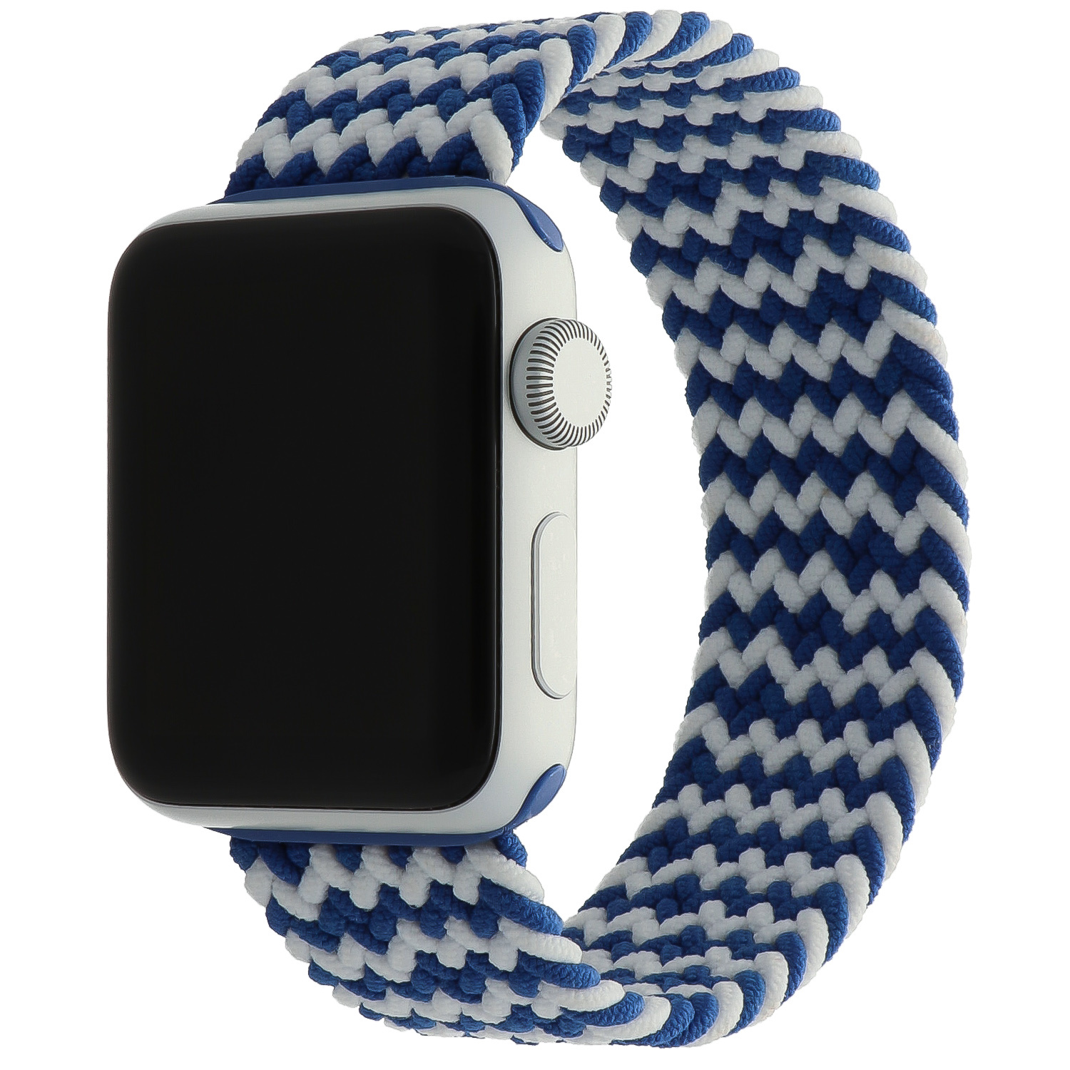 Apple Watch Nylon Braided Solo Loop Strap - Blue White Mix