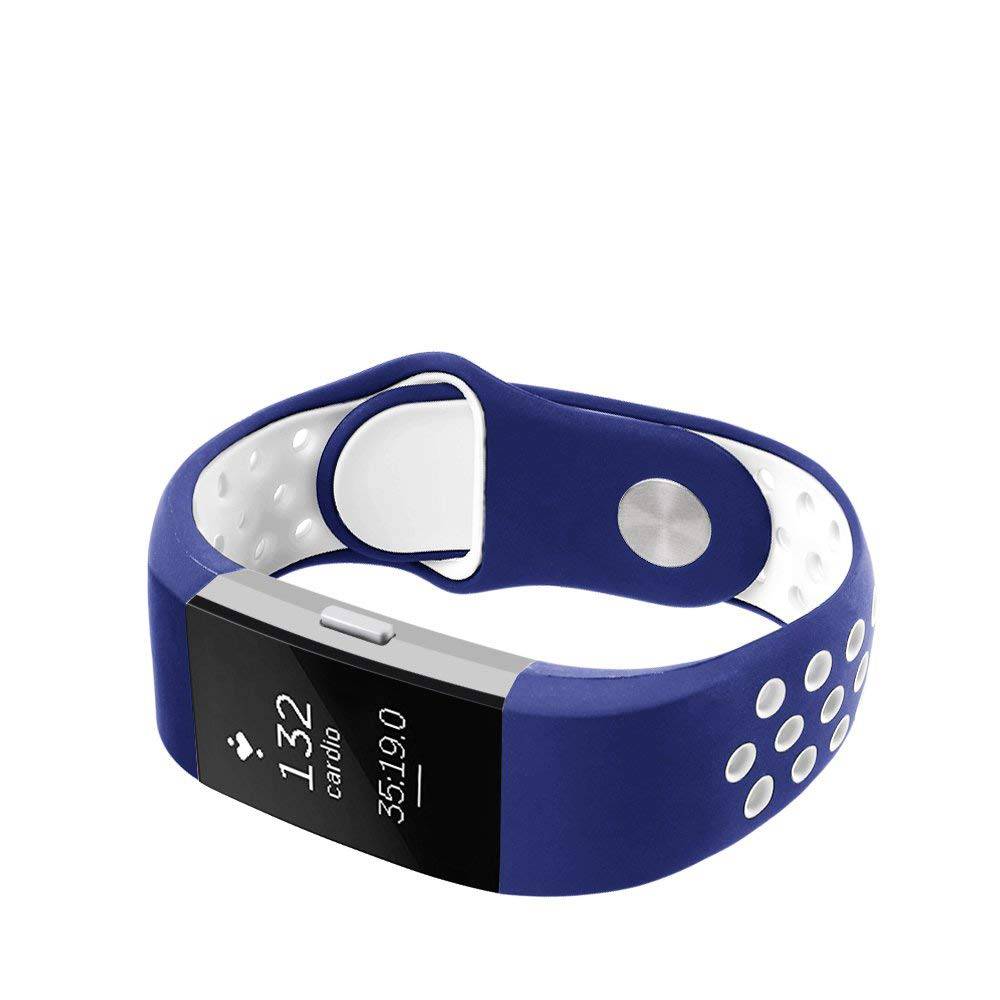 Fitbit Charge 2 Double Sport Strap - Dark Blue White