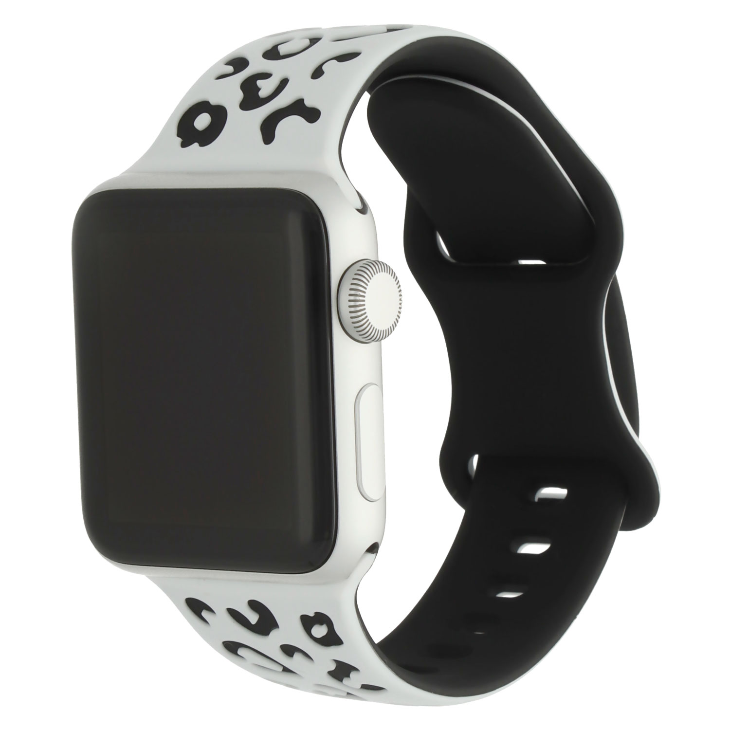 Apple Watch Silicone Leopard Wild Strap - White Black