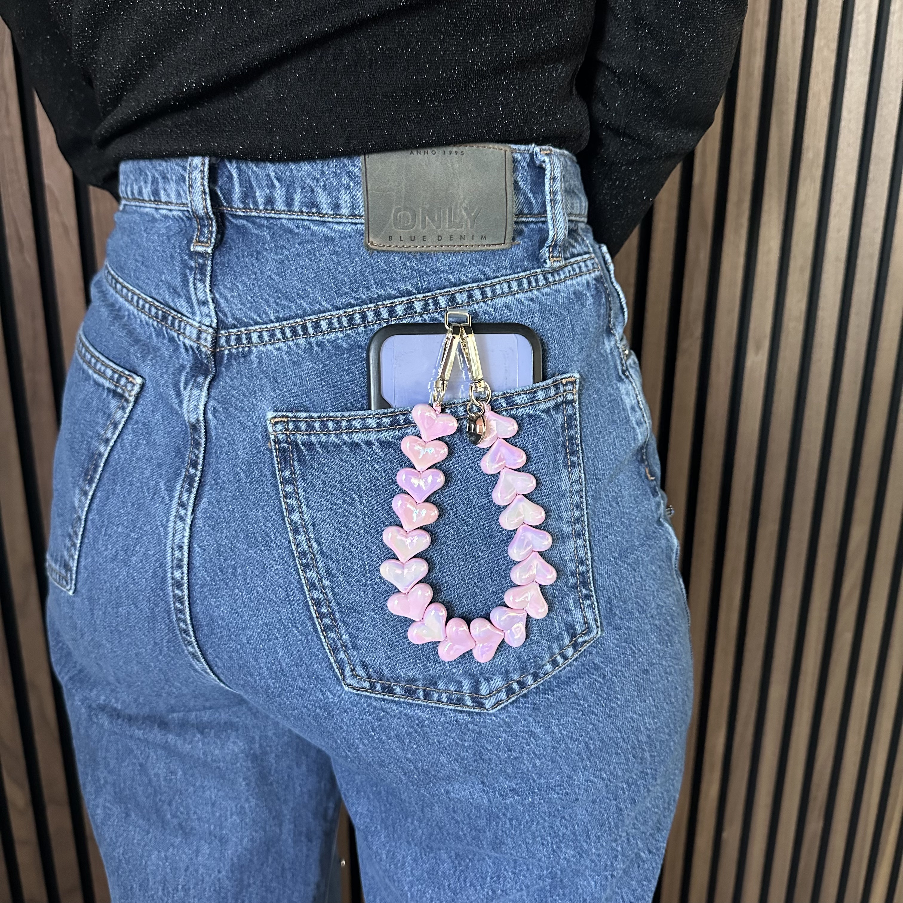 Cell phone chains Heart - shiny pink - gold