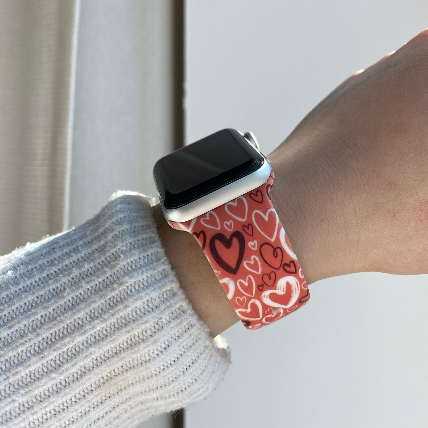 Apple Watch Print Sport Strap - Hearts Print Red