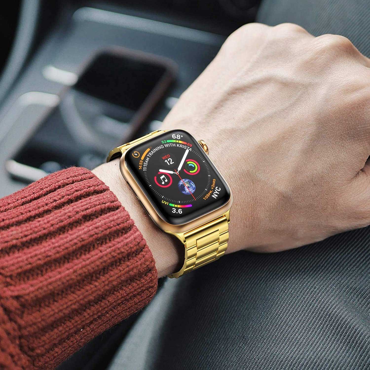 Apple Watch Beads Steel Link Strap - Gold