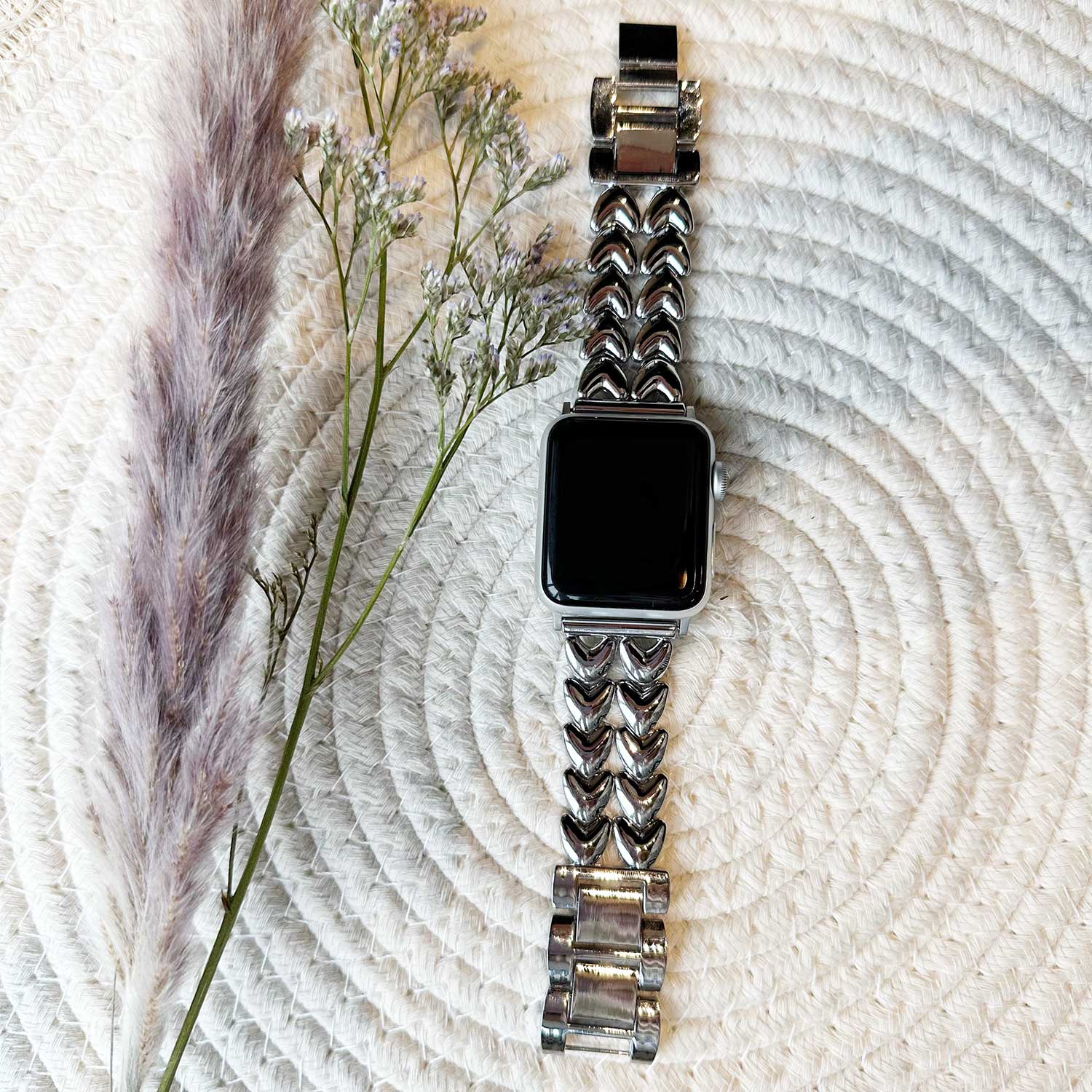 Apple Watch Heart Steel Link Strap - Silver