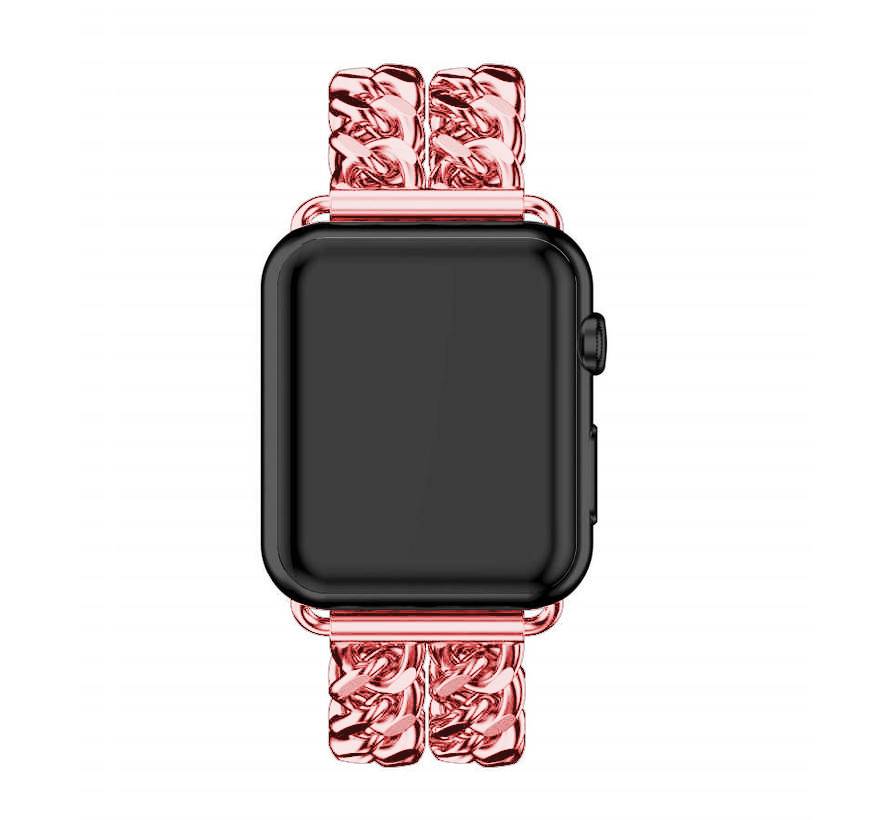 Apple Watch Steel Cowboy Link Strap - Pink Red