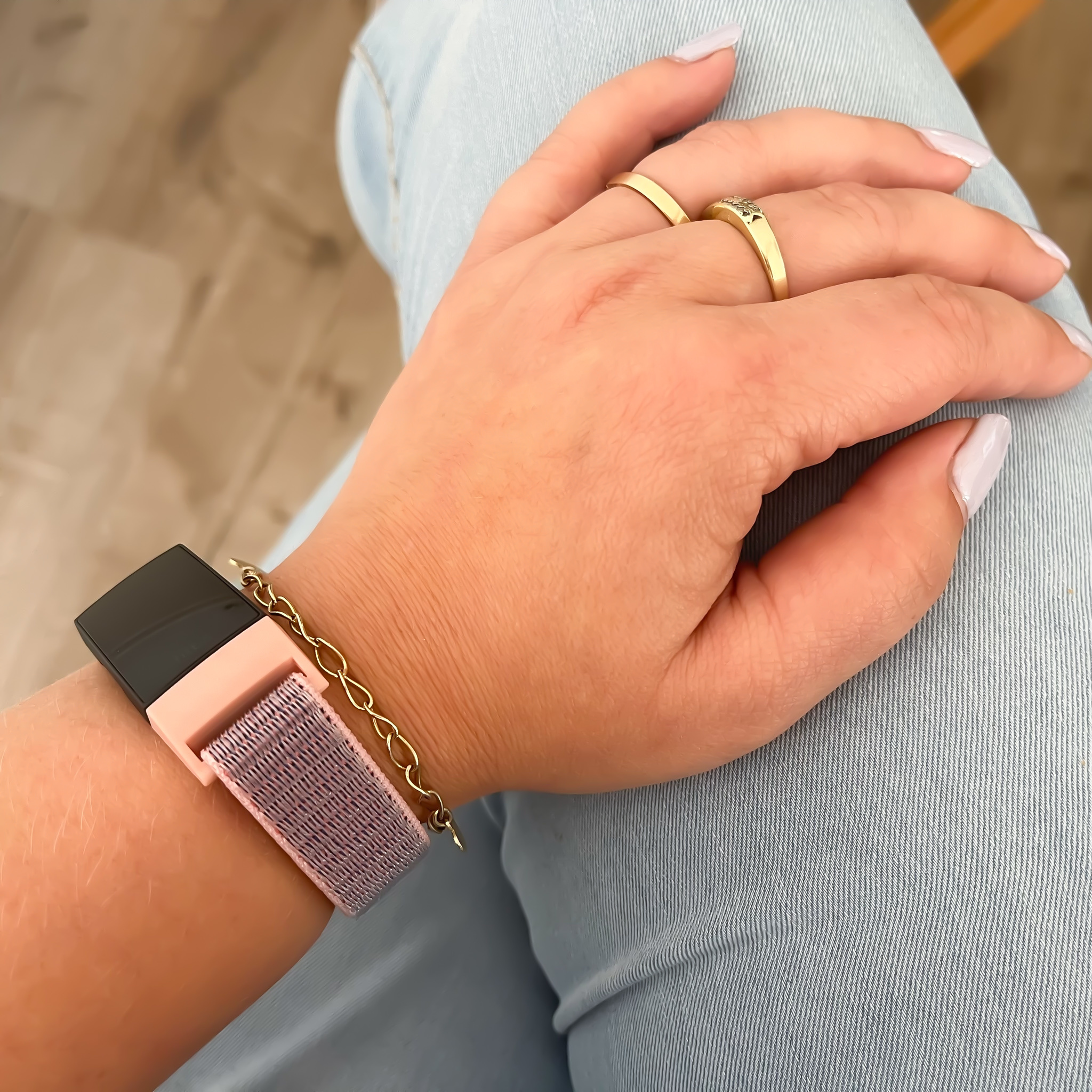 Fitbit Charge 3 &Amp; 4 Nylon Strap - Pink Sand