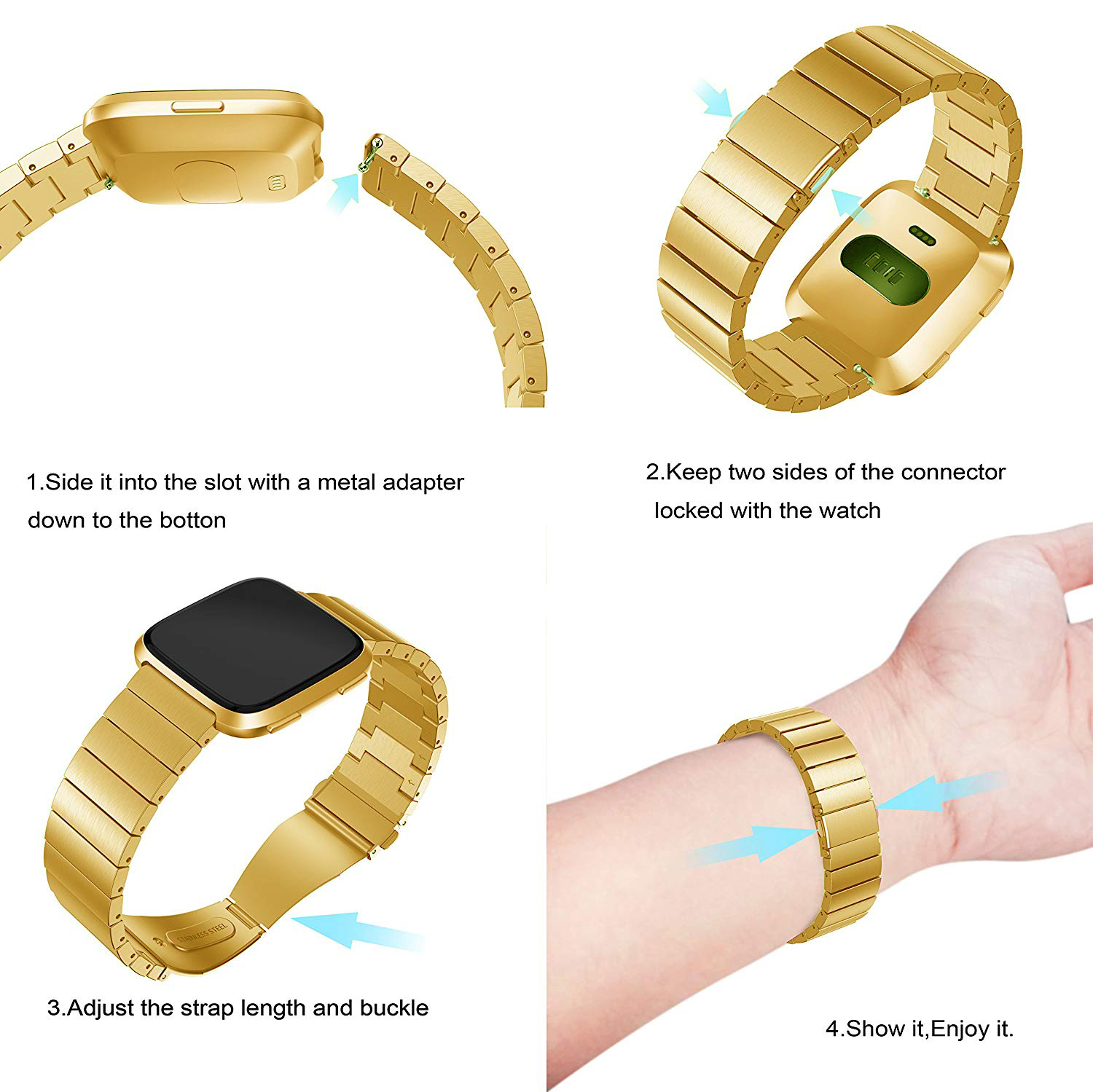 Fitbit Versa Steel Link Strap - Gold