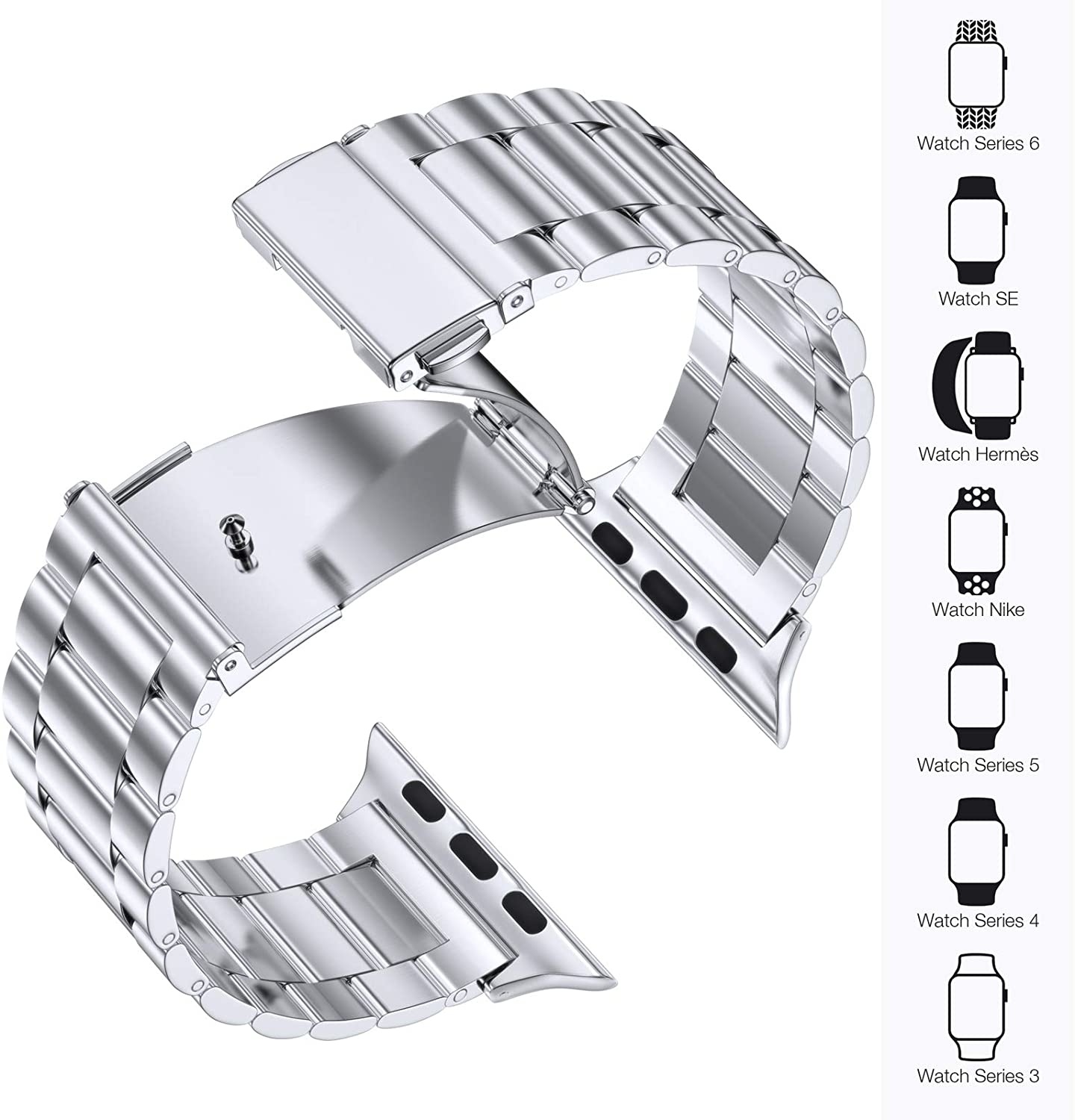 Apple Watch Beads Steel Link Strap - Silver