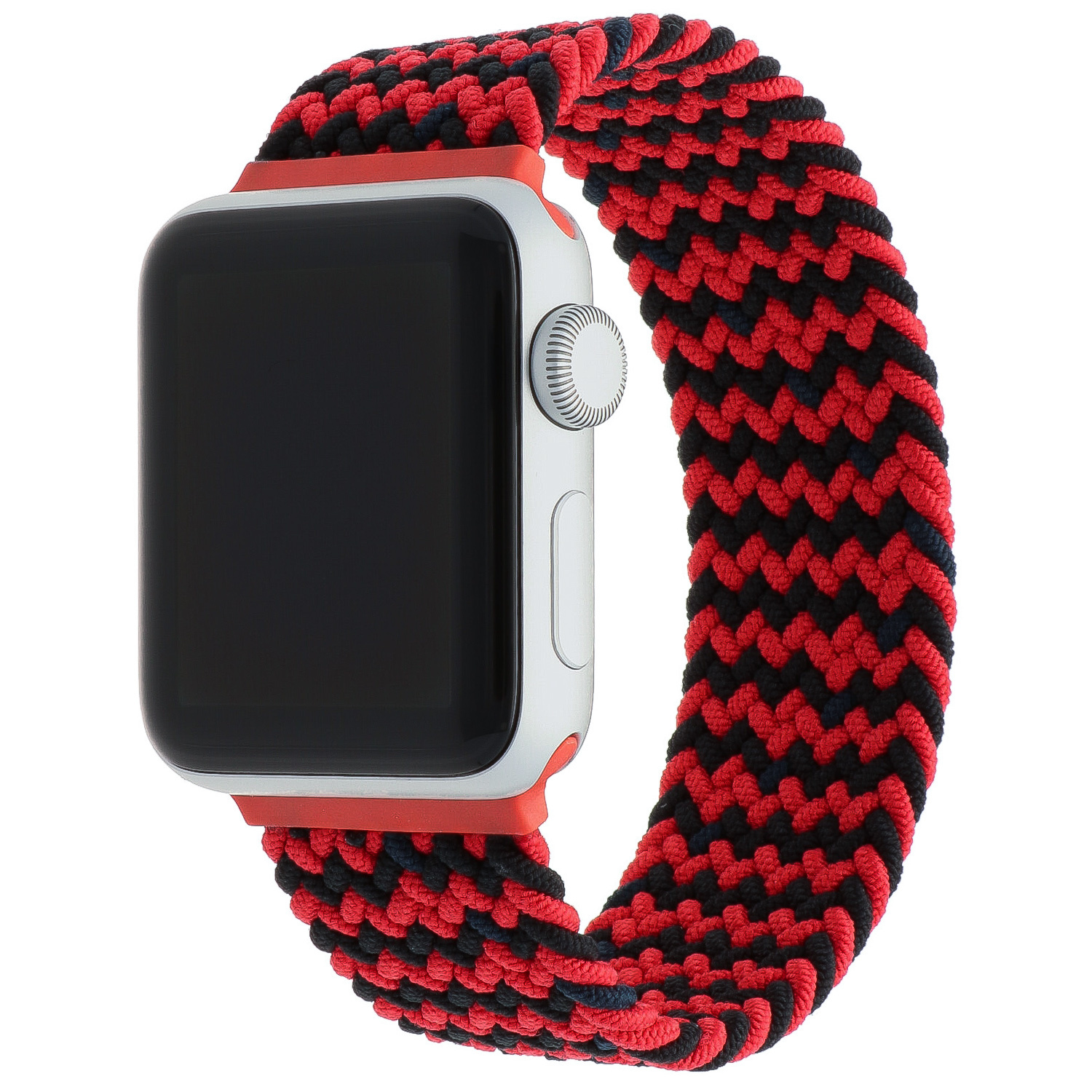 Apple Watch Nylon Braided Solo Loop Strap - Red Black Mix