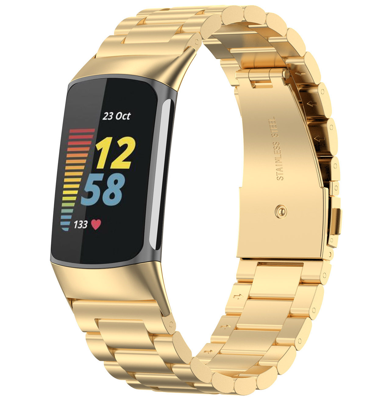 Fitbit Charge 5 Beads Steel Link Strap - Gold