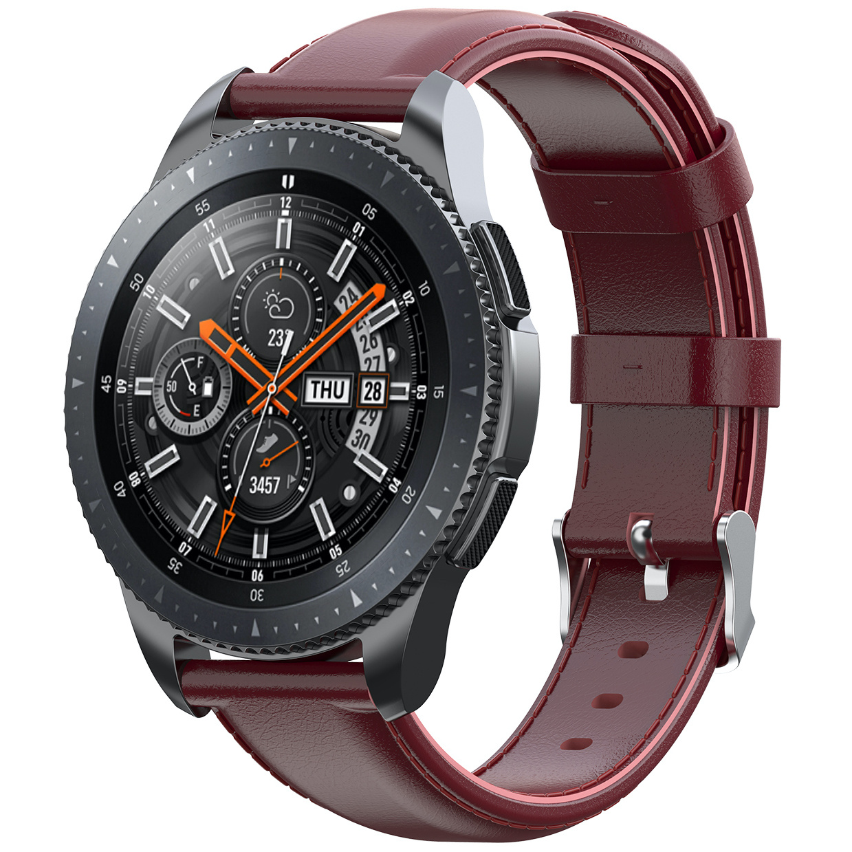 Garmin Vivoactive / Vivomove Leather Strap - Wine Red